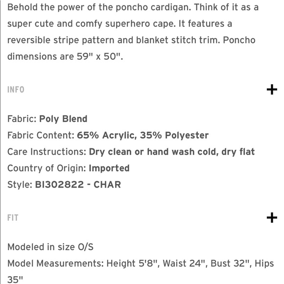 ๐ BB Dakota x FabFitFun: Charcoal Poncho - Picture 5 of 5